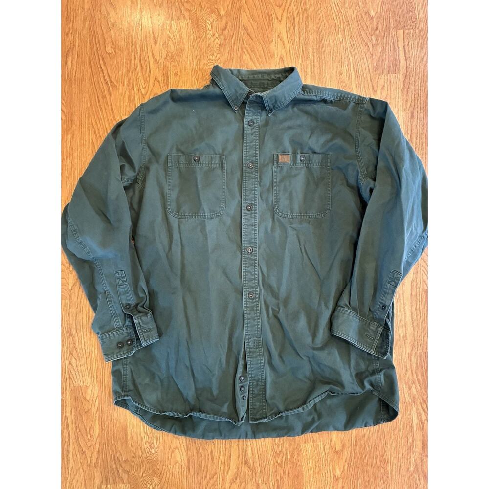 Wrangler Shirt RIGGS Workwear Men's XXL Long Sleeve Button Down Green